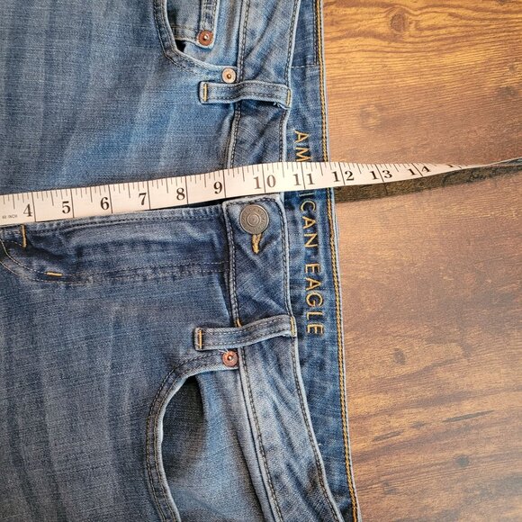 American Eagle Jeans Size 33x34 Measures 33x32 Flex Original Boot Medium Light - Picture 9 of 11
